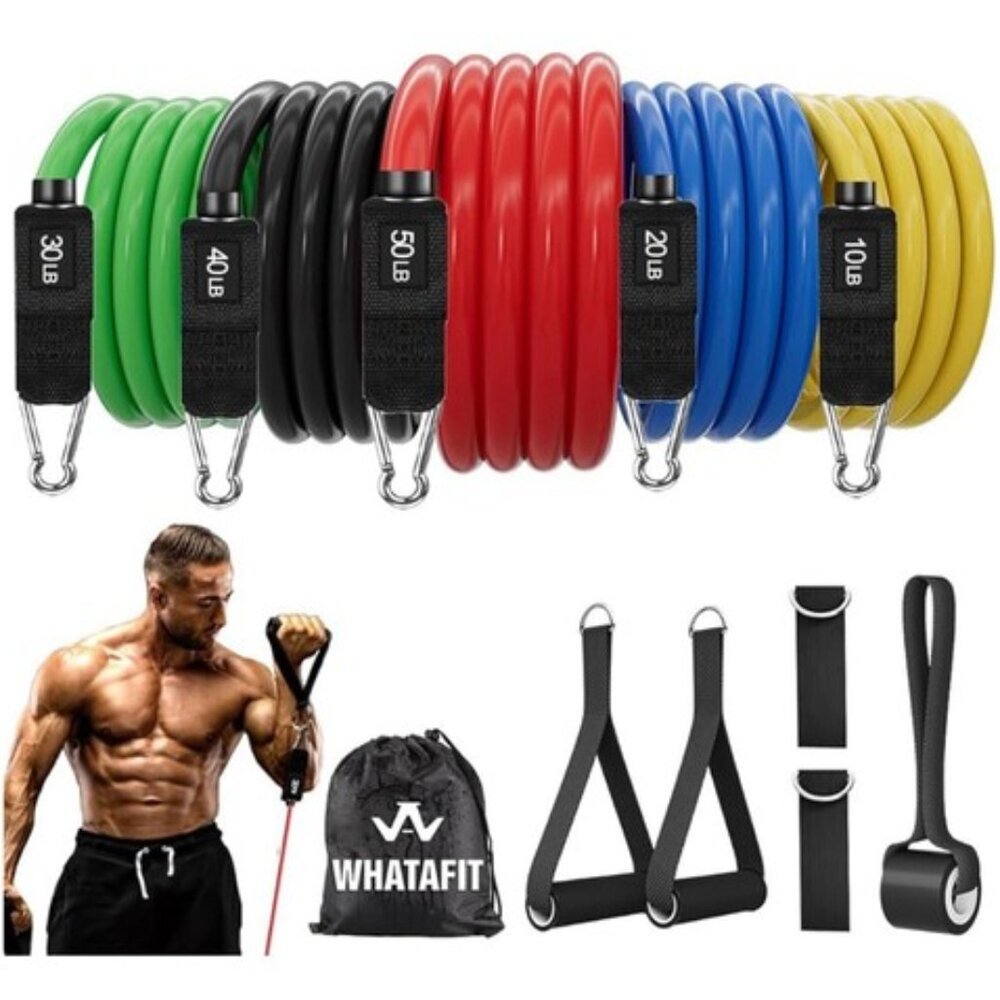 WHATAFIT Work Out Bands 10 - 50 Lbs Resistance Levels New In Box